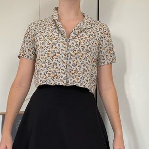 Cropped Floral Button Up